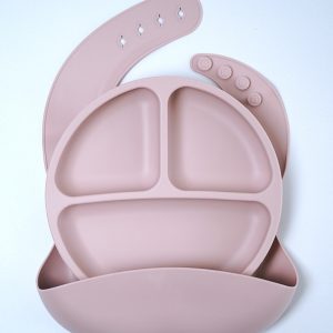 Silicon Plate plus Bib – Pink