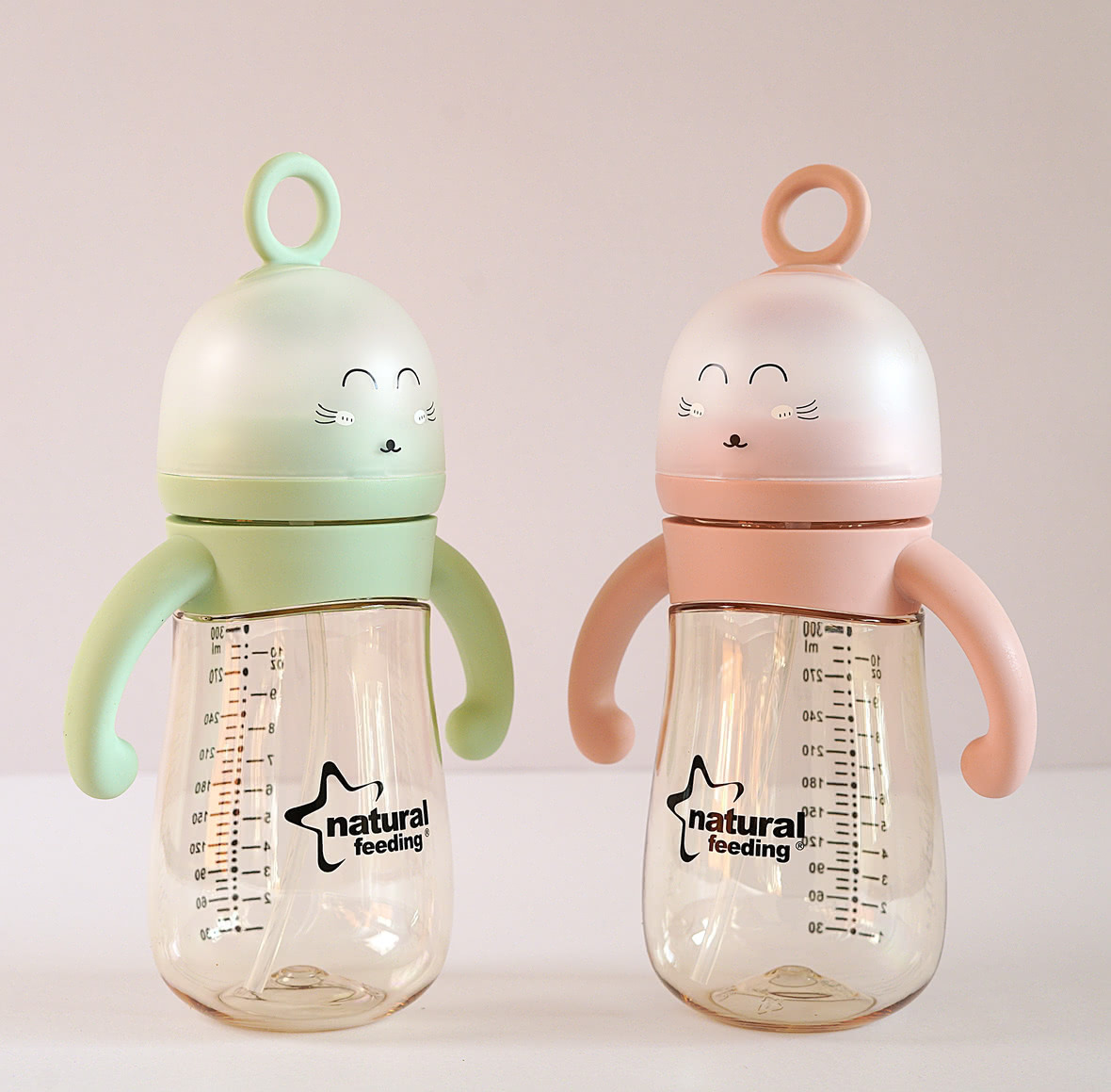 Milk & Water Training Bottle - Baby Pink Ring on the Top - Image 3