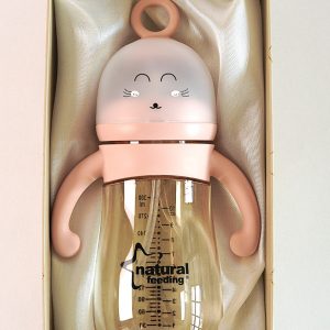 Milk & Water Training Bottle – Baby Pink Ring on the Top